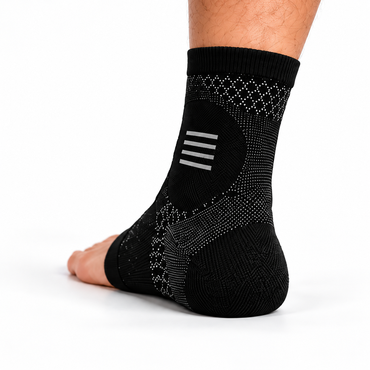 Rear view of the ankle sleeve showing the covered heel.