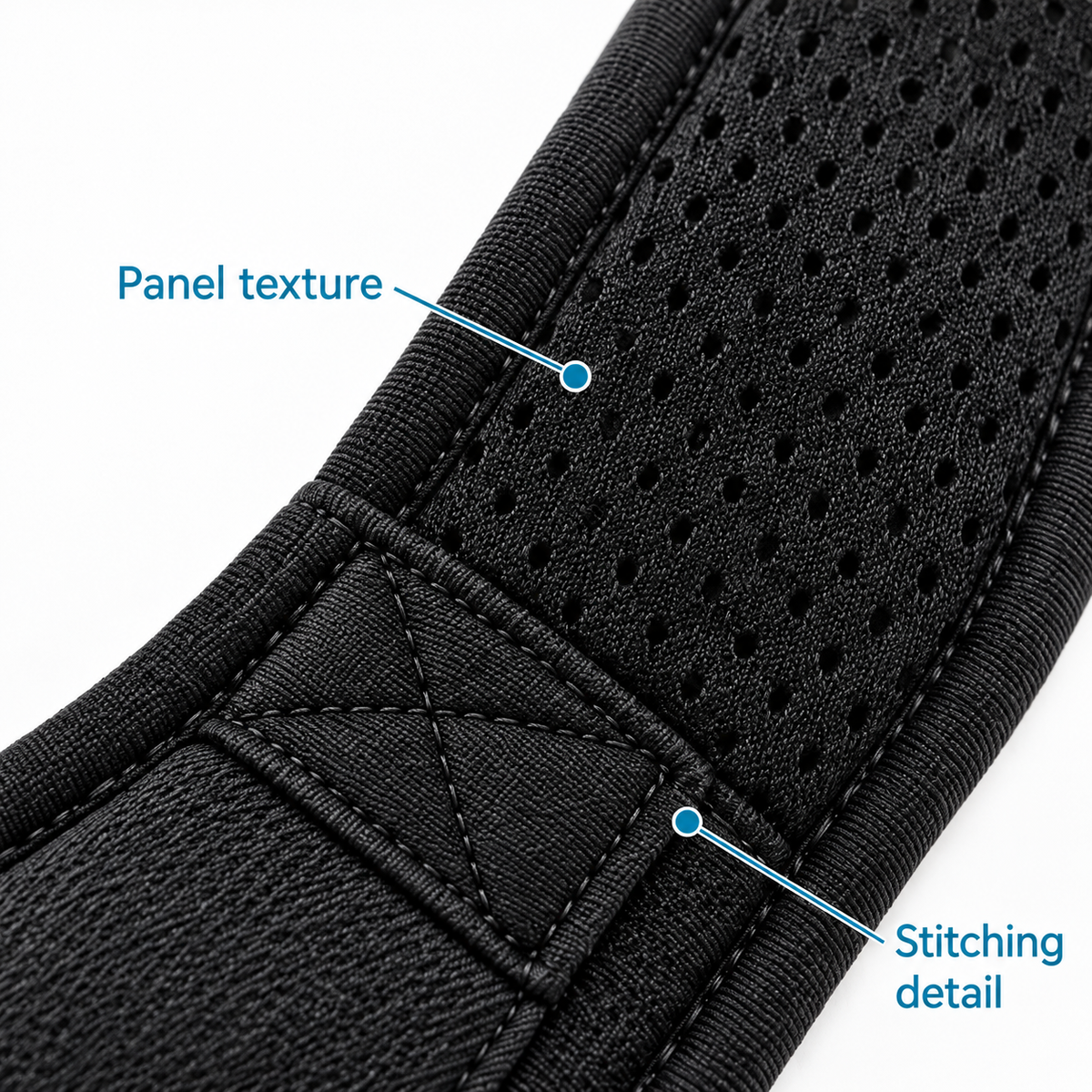 Close-up of posture corrector panel texture and stitching.